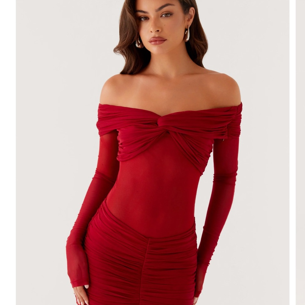 NWT Elegant Off-Shoulder Red Dress